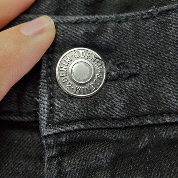 H&M Jeans Men Size 38x32 Black &Denim Slim Tapered Fit Stretch Cotton Denim - Picture 8 of 10